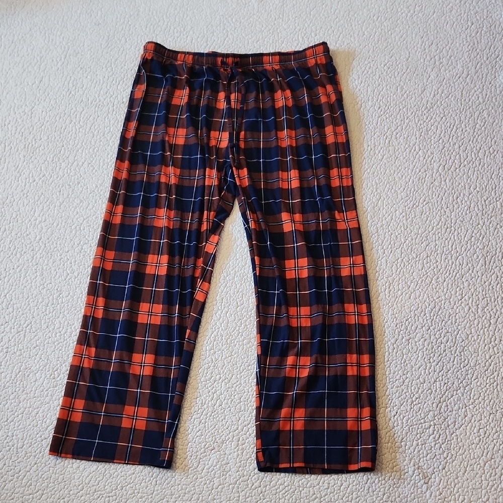 NFL Team Apparel Broncos Football Flannel Plaid Blue Orange Sleepwear Pants